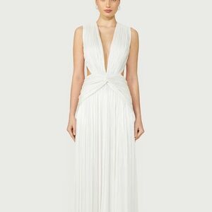 NWT Costarellos Silla Lurex Georgette Gown - White